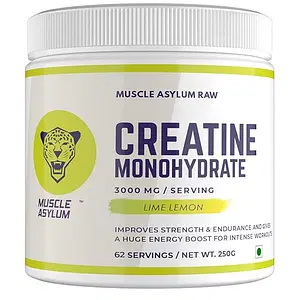 Muscle Asylum Creatine Monohydrate Powder Lime Lemon, Pack of 250 gm, (62 Servings)