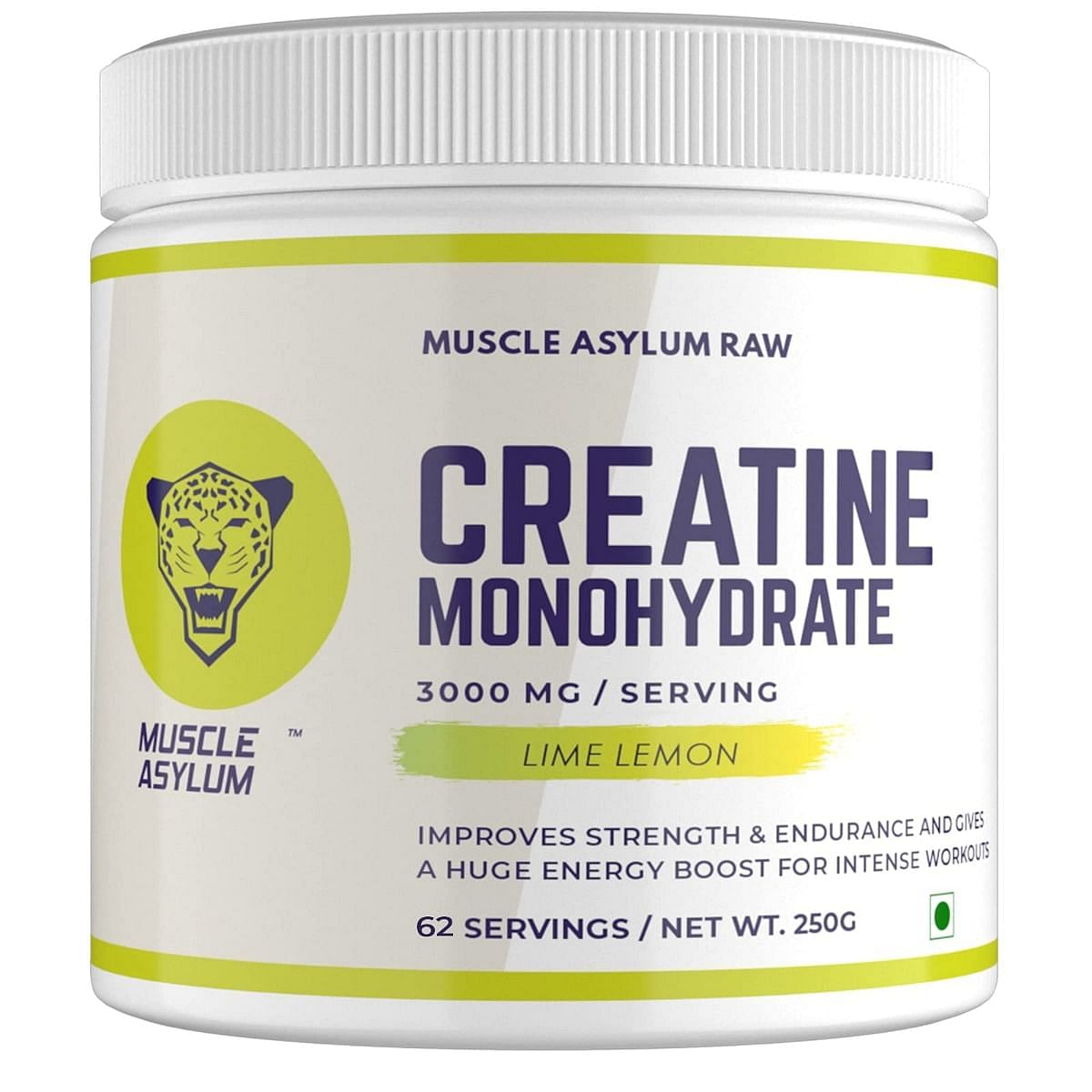 

Muscle Asylum Creatine Monohydrate Powder Lime Lemon, Pack of 250 gm, (62 Servings)