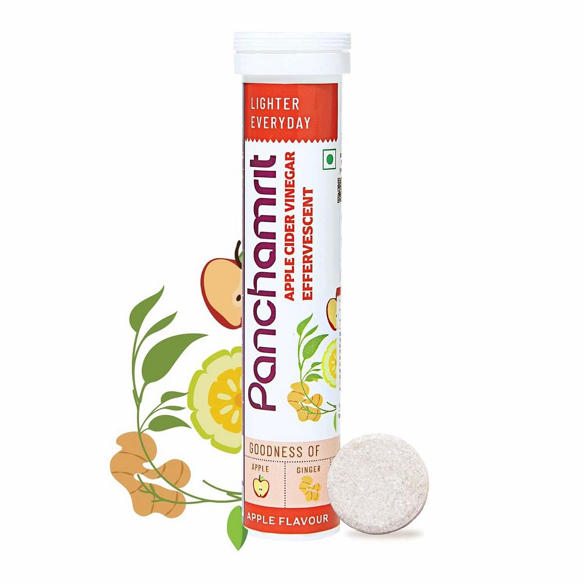

Panchamrit Apple Cider Vinegar Effervescent Tablets, 20 Tablets, Apple Flavour