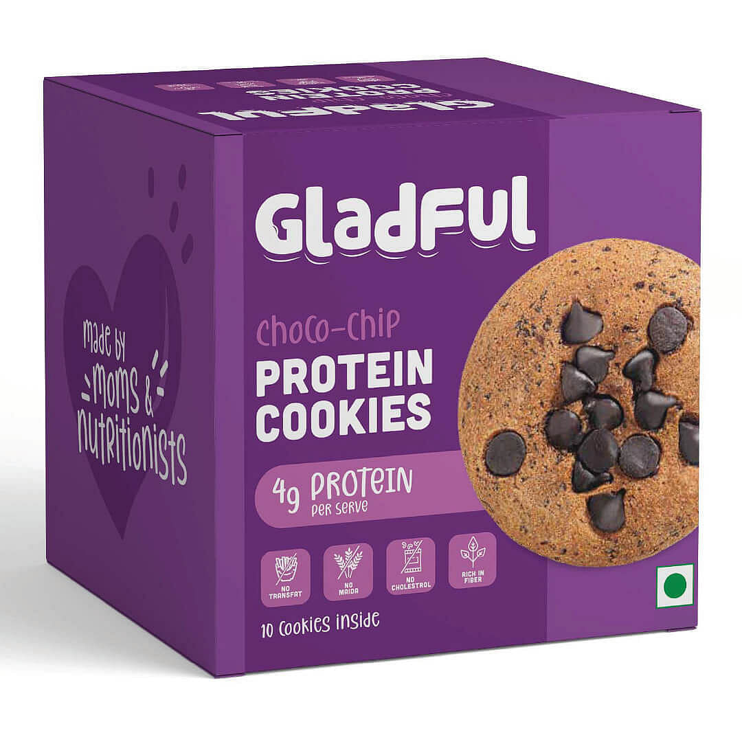 

Gladful Choco Chip Protein Cookies (Pack of 1, 80gm)