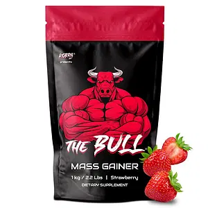 Kobra Labs The Bull Mass Gainer with 23 Vitamins & Minerals, High Protein and Calories (1kg, Strawberry)