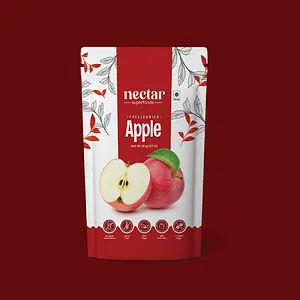 Nectar Superfoods Freeze Dried Apple | No Preservatives, No Added Sugar, Healthy Dried Fruit | 100% Natural, Vegan, Gluten Free Snack for Kids and Adults | 20 gram Pouch | Pack of 4