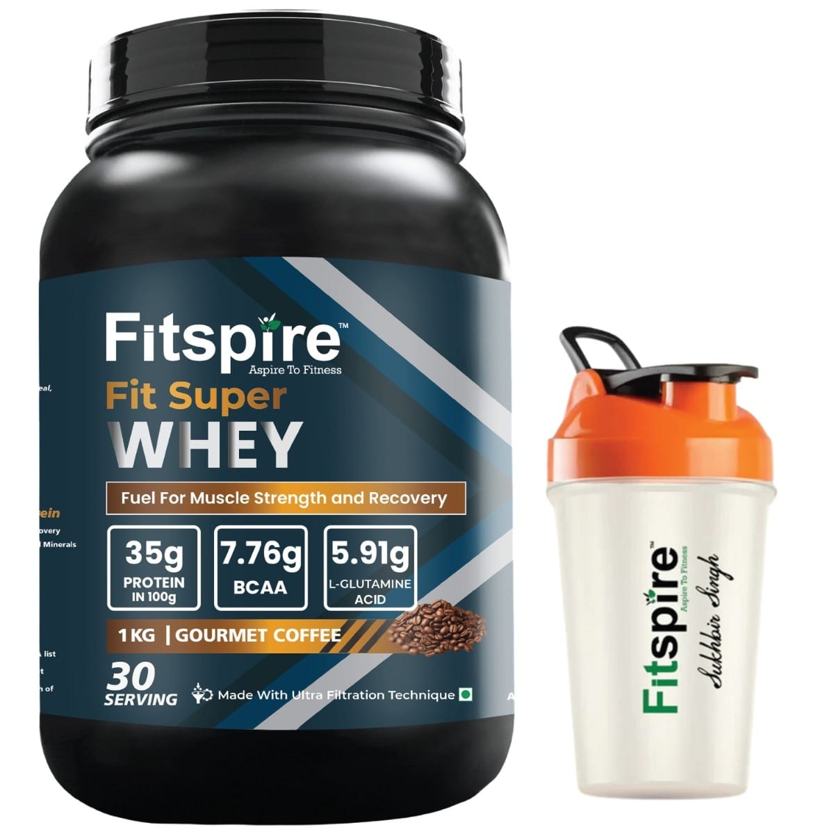 

Fitspire Fit Super Gourmet Coffee Whey Protein 35g Protein + 400ml Leak-Proof Shaker