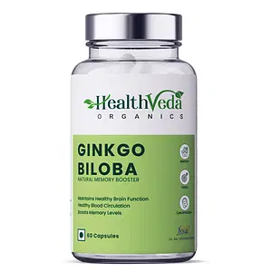 Health Veda Organics Ginkgo Biloba Supplements for Better Concentration, Memory & Learning, 60 Veg Capsules