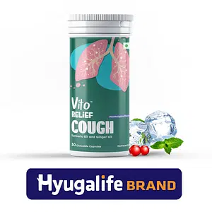 Vito Relief Cough - Quick Relief from Sore, Itchy and Scratchy Throat, Natural ingredients, Sugar free; Turmeric Oil & Ginger Oil - chewable capsules