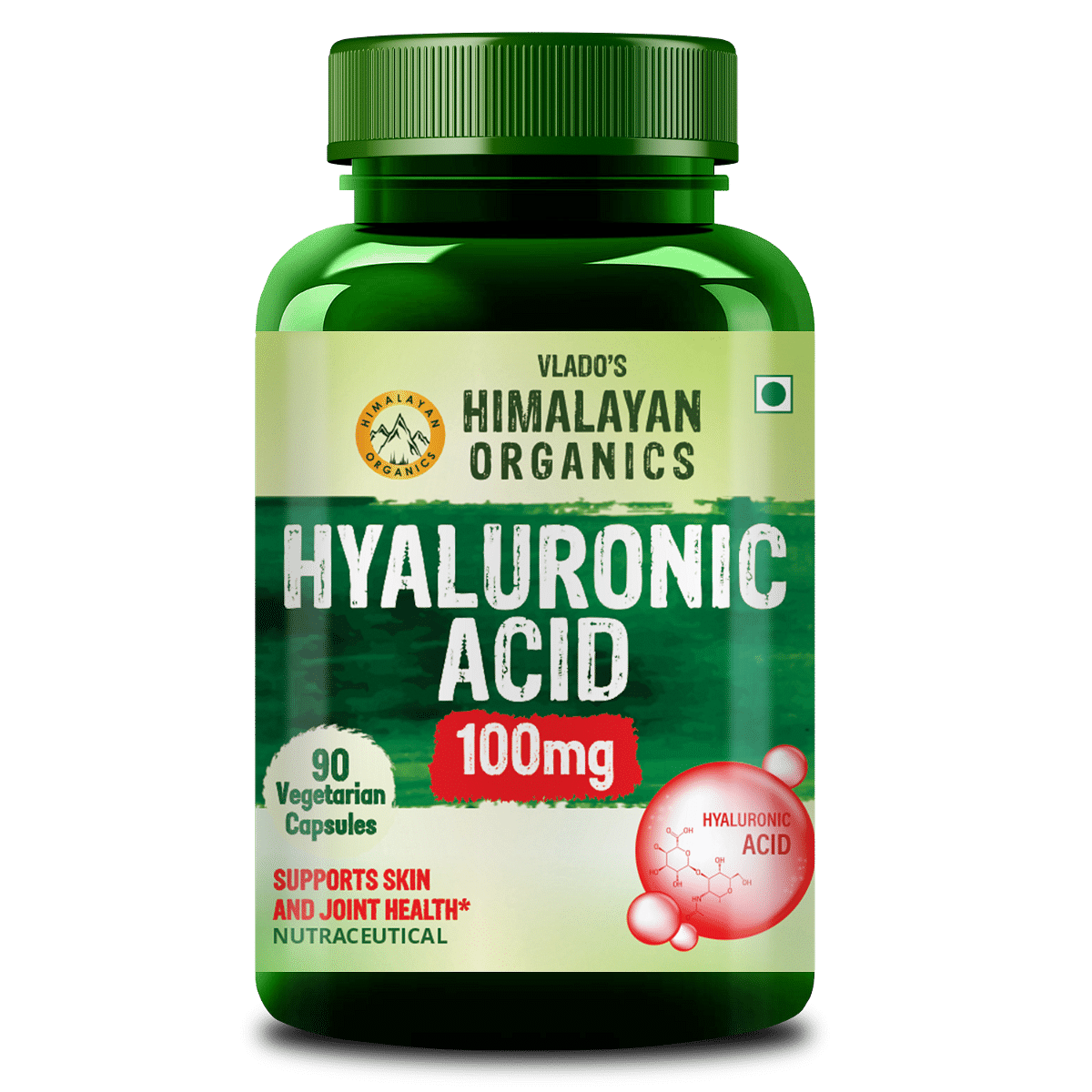 

Vlado's Himalayan Organics Hyaluronic Acid 100mg Supplement | Support Healthy Connective Tissue and Joints | Promote Youthful Glowing Skin - 90 veg...