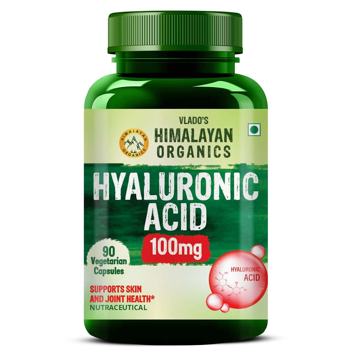 

Vlado's Himalayan Organics Hyaluronic Acid 100mg Supplement | Support Healthy Connective Tissue and Joints | Promote Youthful Glowing Skin - 90 veg...