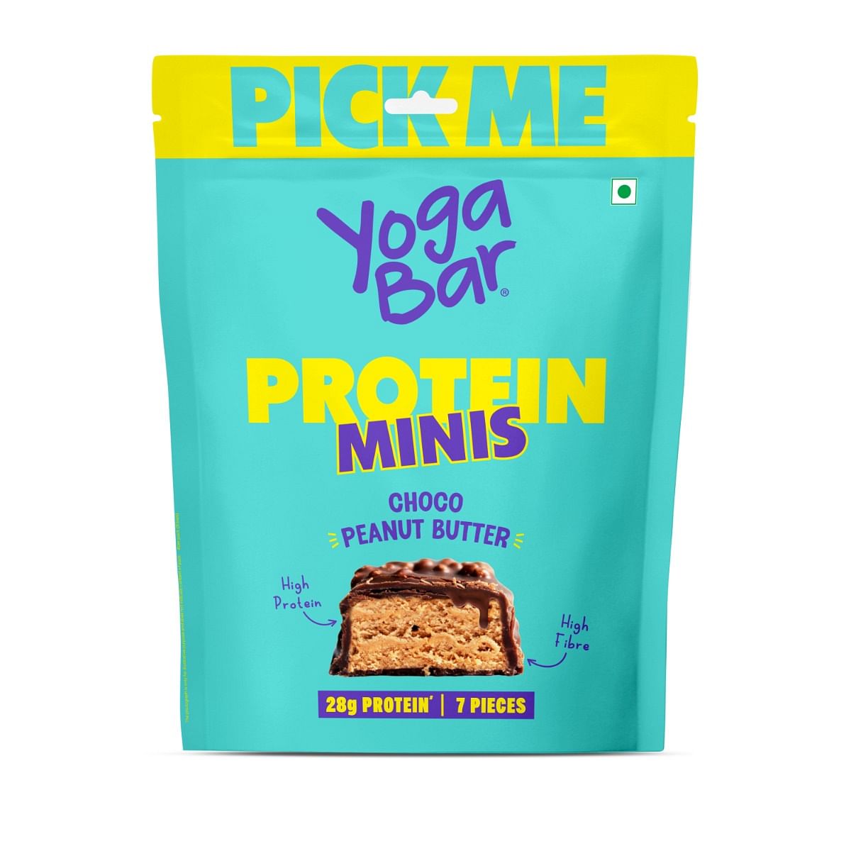 

Yogabar Protein Minis, Choco Peanut Butter Flavour, 7 Pieces, 20g Protein, High Fibre