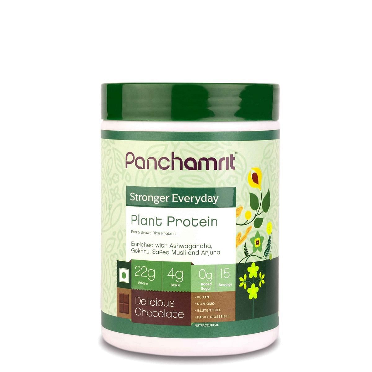 

Panchamrit Vegan Plant Protein, 500g | Helps Build Lean Muscle, Faster Recovery & Easy to Digest | Pea & Brown Rice protein blend with Ayurvedic he...