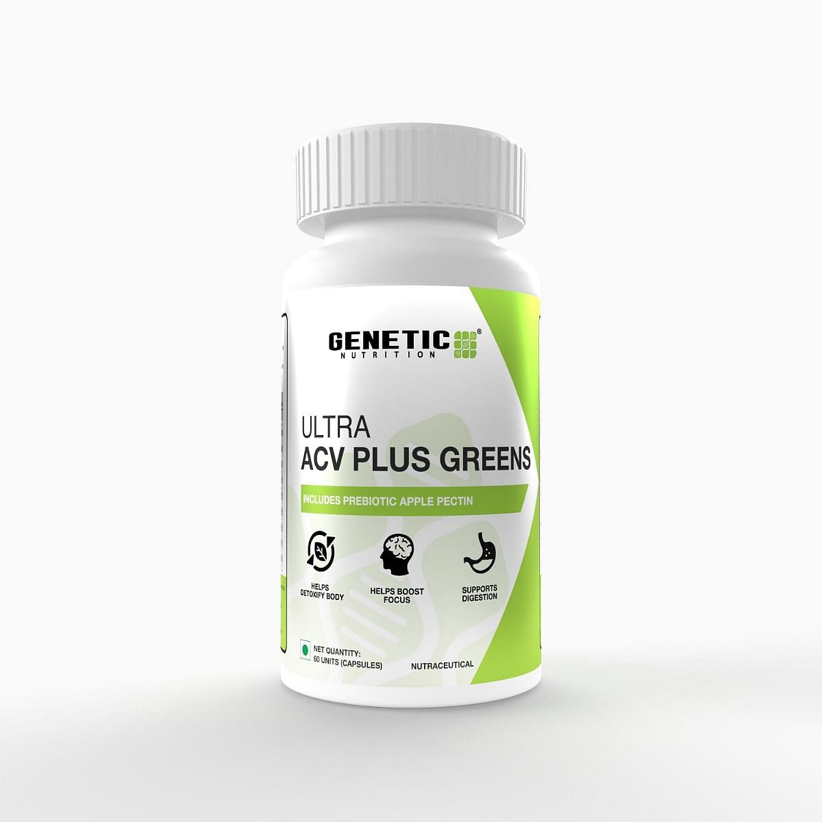 

Genetic Nutrition Ultra ACV Plus Greens Supplement | Apple Cider Vinegar Supplement with Prebiotic Apple Pectin for a Healthy Gut Flora while Enhan...