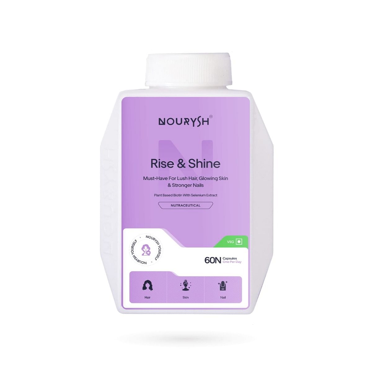 

Nourysh Biotin for Hair Skin & Nails | Rise & Shine