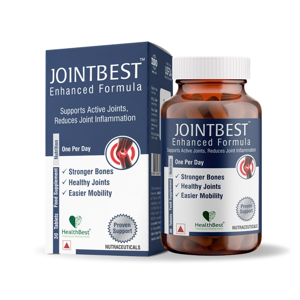 

HealthBest JointBest Joint Supplement for Men and Women 30 Tablets with Glucosamine, Chondroitin, OptiMSM, Vitamin C, D3, Zinc and Folic Acid – Sup...