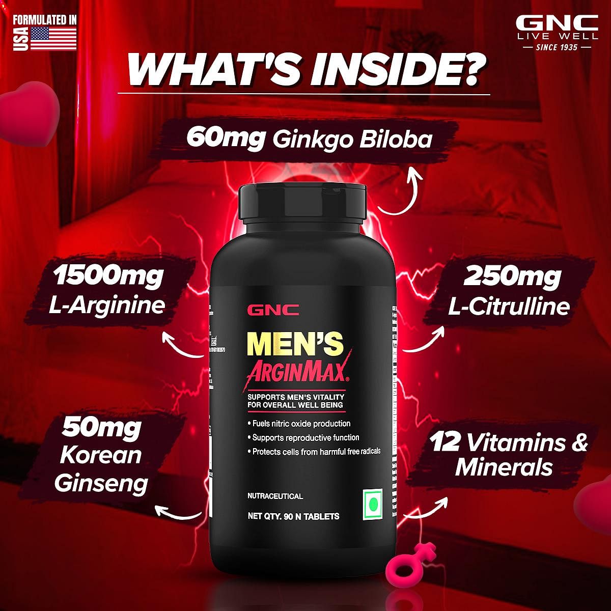 GNC Men s Arginmax 90 Tablets Brings On Intense Harder