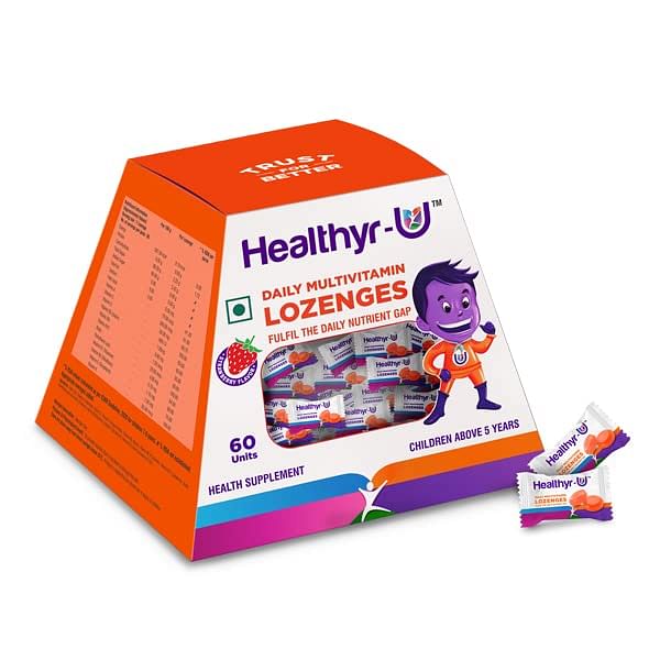 

Healthyr-U Daily Multivitamin Lozenges For Kids | Essential Vitamins for Kid's Health | Support Immunity & Energy for child growth | 60 Lozenges