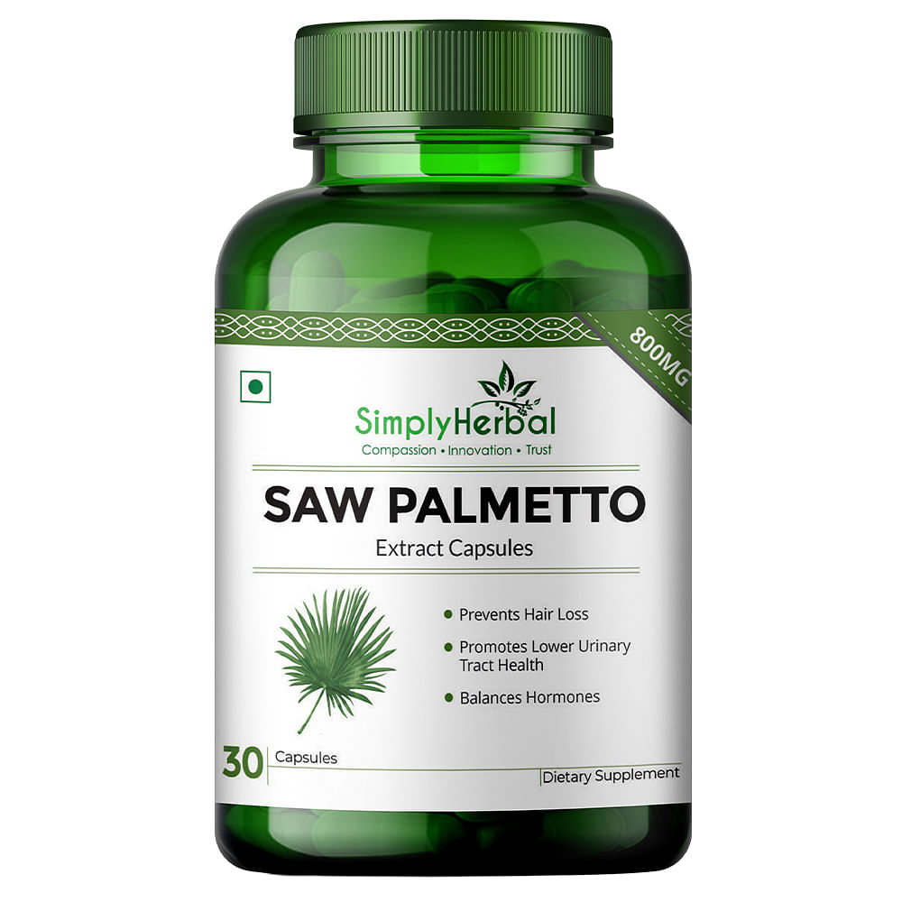 Simply Herbal Organic Saw Palmetto Extract Supplement Capsules 800 MG