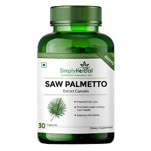 Simply Herbal  Organic Saw Palmetto Extract Supplement Capsules -800 MG  - 30 Capsules