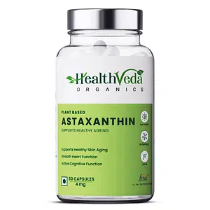 Health Veda Organics Plant Based Astaxanthin Supplements for Eye, Joint & Skin Health, 60 Veg Capsules