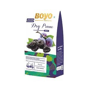 BOYO Dried Pitted Prunes - 200g Dried Fruit Plums - 100% Natural & Unsweetened Dried Fruit