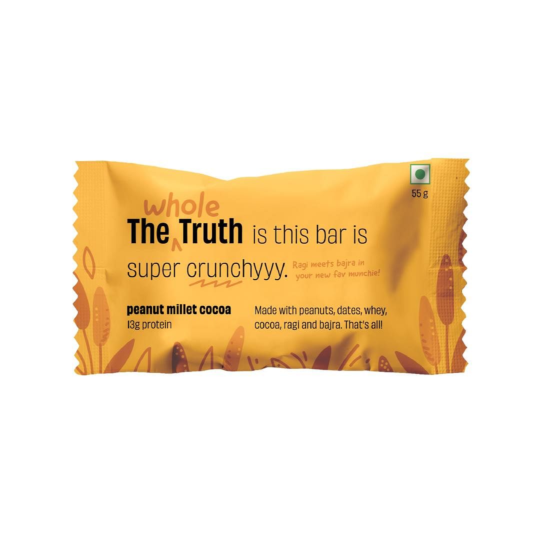 

The Whole Truth | 13g Protein Bar | Peanut Millet Cocoa | Pack of 6 x 55g | No Refined Sugar | No Added Flavours | No Preservatives