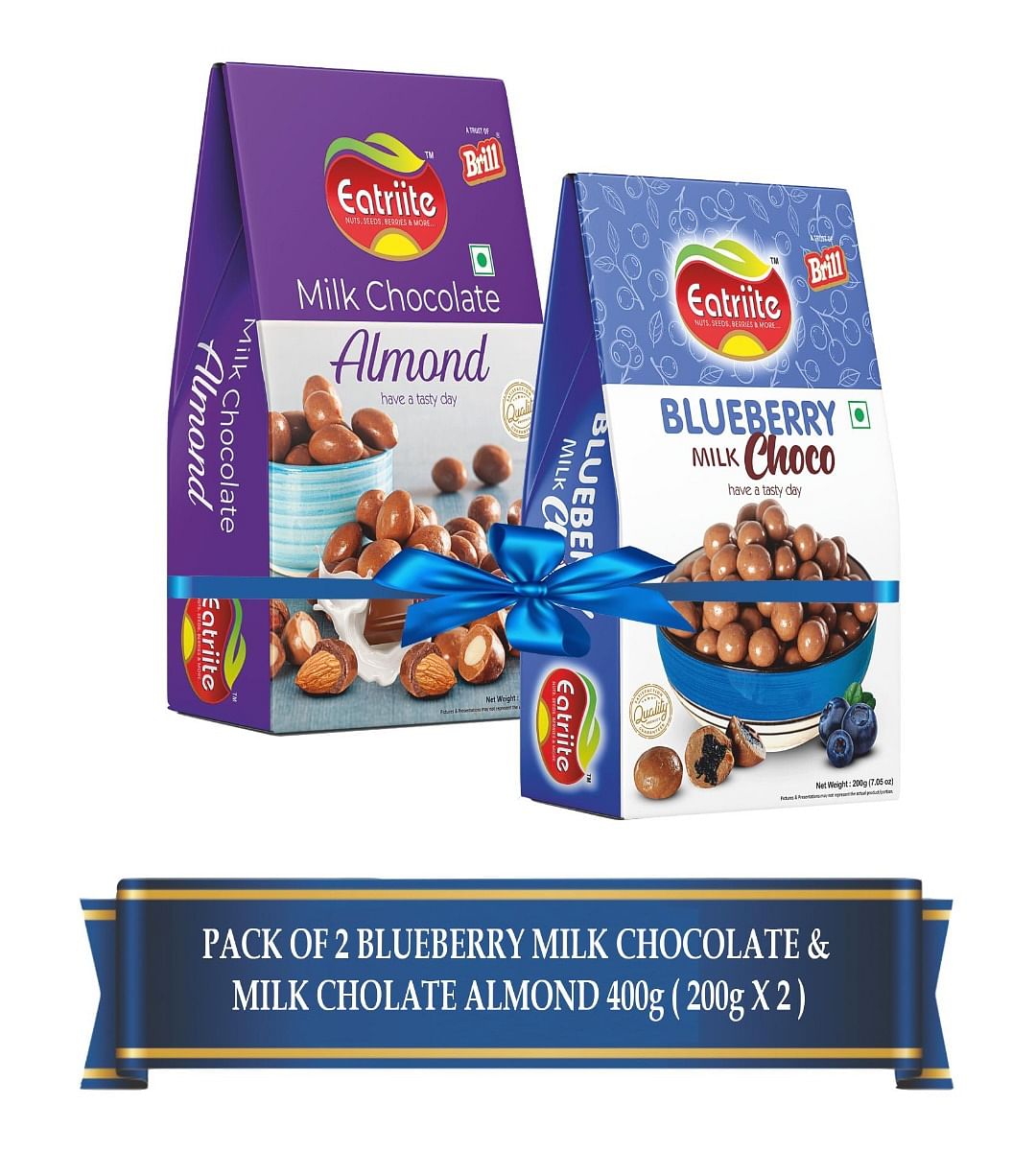 

Eatriite Milk-Chocolate Blueberries & Milk-Chocolate Coated Badam 400g(200g X2)