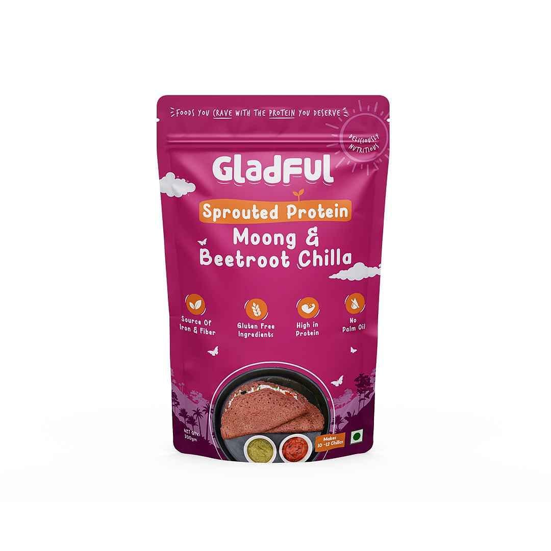 Gladful Sprouted Chilla Beetroot Sprouted Moong Instant Mix - 200g