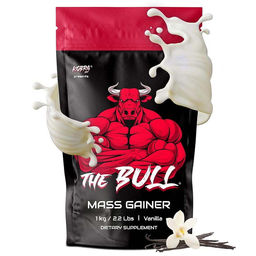 

Kobra Labs The Bull Mass Gainer with 23 Vitamins & Minerals, High Protein and Calories (1kg, Vanilla)