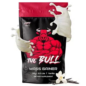 Kobra Labs The Bull Mass Gainer with 23 Vitamins & Minerals, High Protein and Calories (1kg, Vanilla)