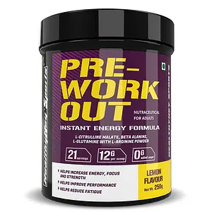 HealthyHey Sports Pre-Work Out - Instant Energy Formula - Lemon Flavour - 250gm