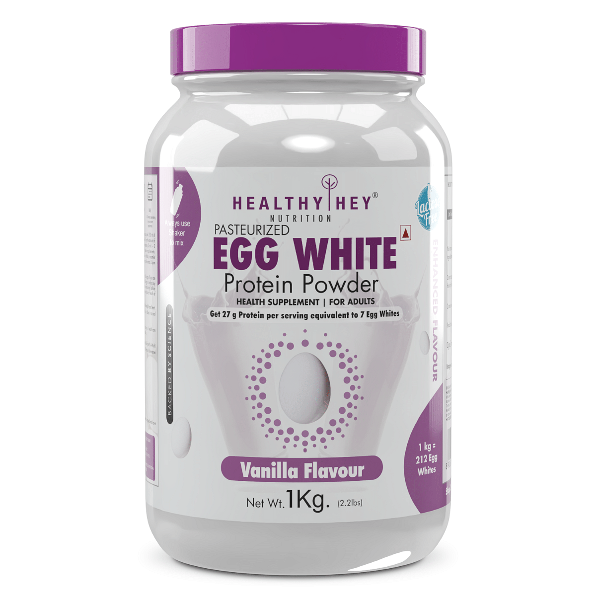 

HealthyHey Nutrition 100% Egg White Protein - Instant Mix - 80% Protein - Non GMO & Lactose Free - 1 Kg (Vanilla)