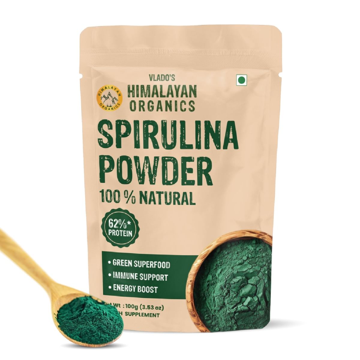 

Vlado's Himalayan Organics Spirulina Powder (100g) | For Men & Women | Contains 62% Protein I Natural Superfood | Rich in Protein, Vitamins & Miner...