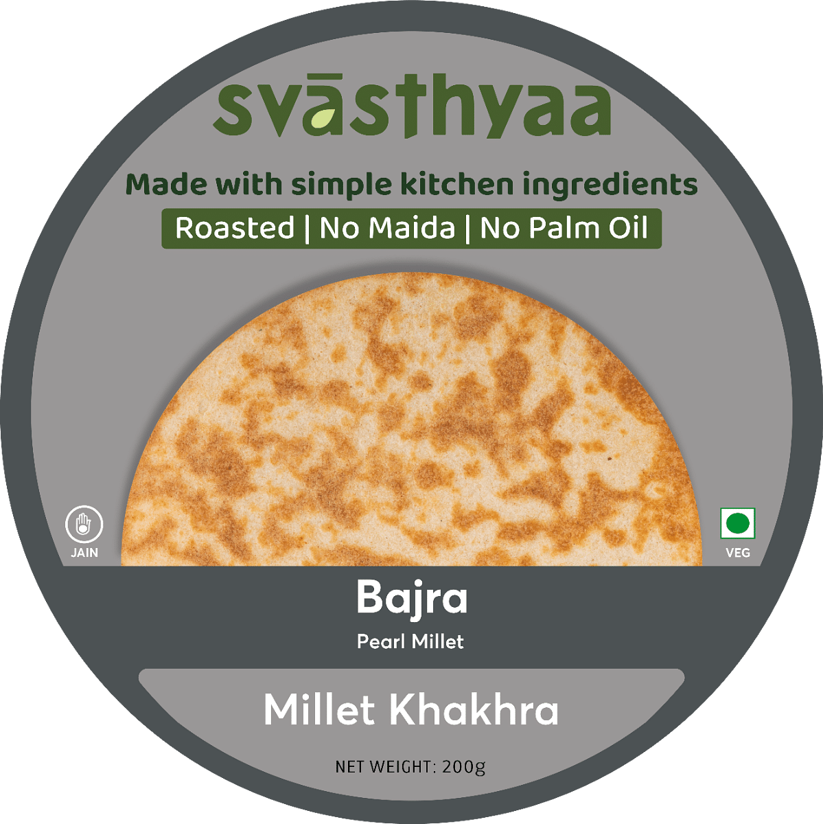 

Svasthyaa Organics Bajra Millet Khakra - 200g