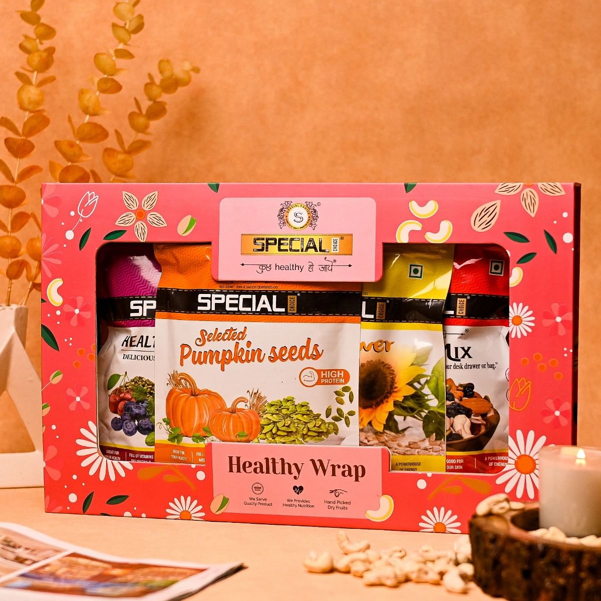 

Special Choice Healthy Wrap Nutrient-Rich Dry Fruits & Seeds Gift Pack | Corporate Gifts I Personal Gifts I Healthy Snacks I Gift for Birthday, Ann...