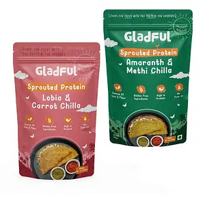 Gladful Sprouted Chilla Carrot and Methi - Amaranth Instant Mix Combo (Pack of 2) - 400 Gms