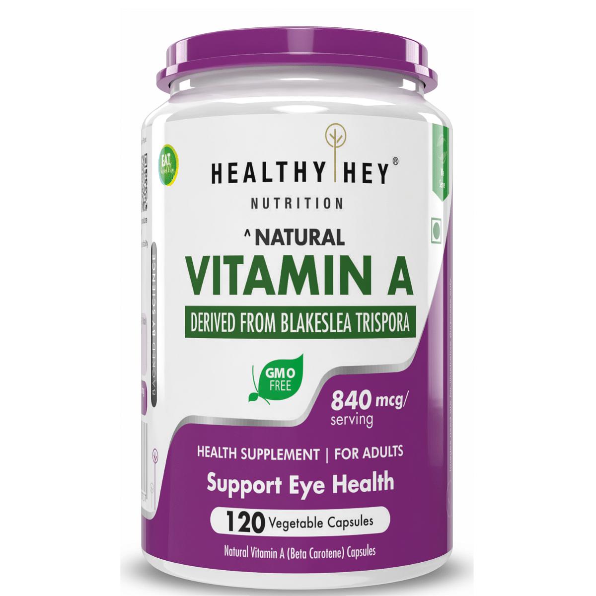 

HealthyHey Nutrition Natural Vitamin A from Beta Carotene | Non-Synthetic | Non-GMO | 2400mcg - 120 Veg Capsules