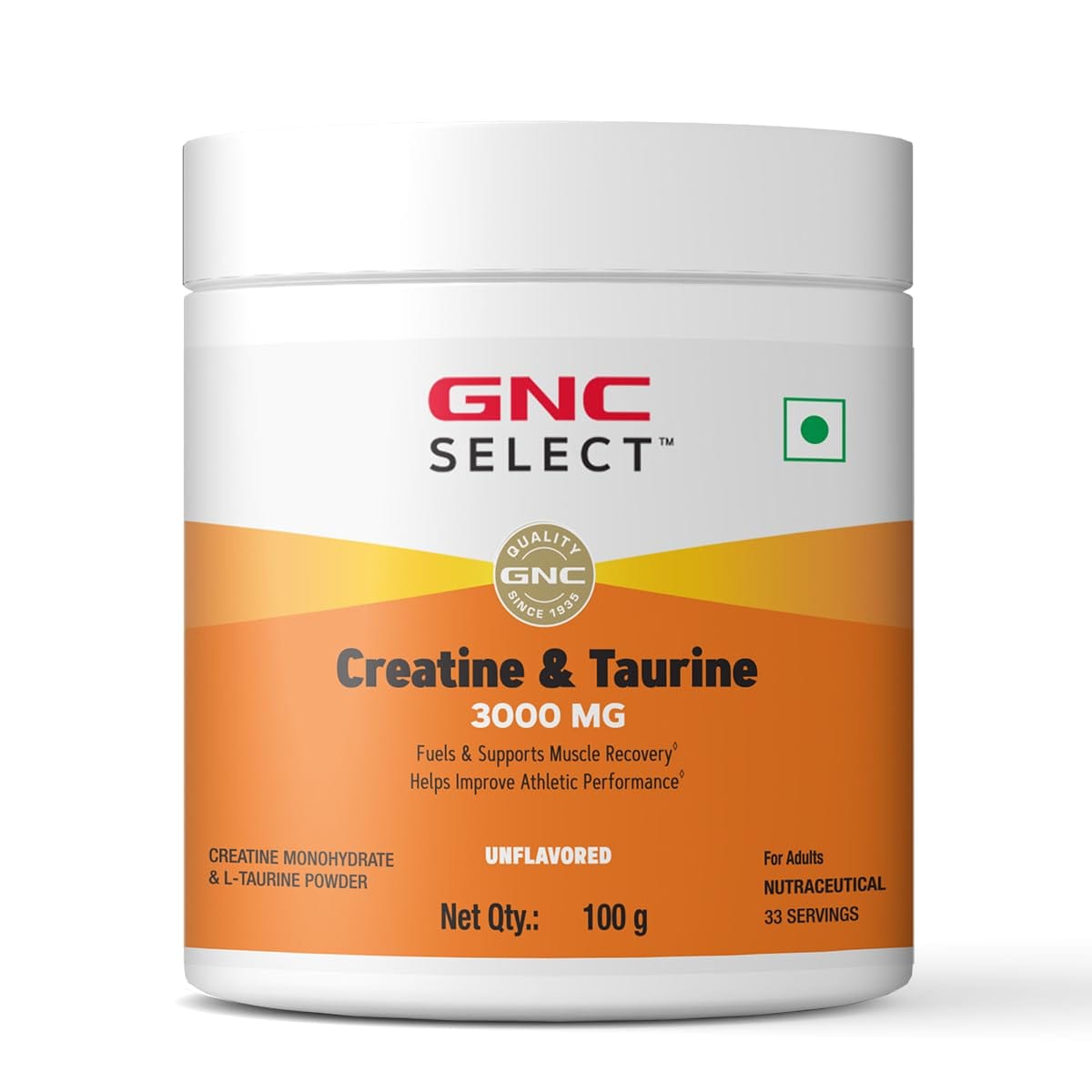 

GNC Pure Micronized Creatine Monohydrate + Taurine | 100 gm | 33 Serving | Unflavoured | Increase Muscle Mass | Rapid Absorption | Faster Muscle Bu...