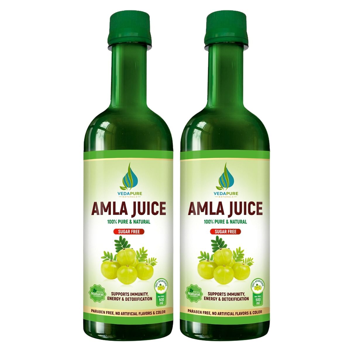 

VEDAPURE Pure Natural & Ayurvedic Amla Juice | Rich Source of Vitamin C | Antioxidants for Immunity boosting - 500 ML (PACK OF 2)