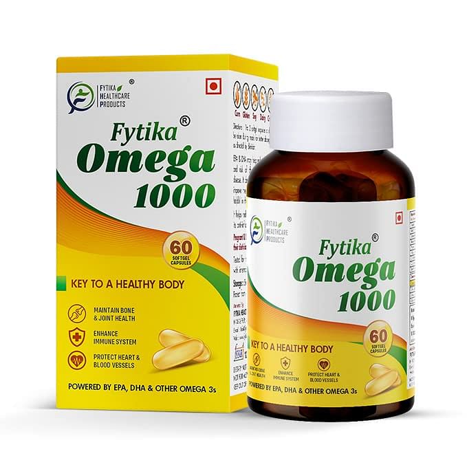

Fytika Omega 3 Fish Oil 1000mg 60 Capsules for Heart, Eye, Skin, Brain, Joint & Muscle Support | Omega 3 1000mg Fatty Acid Capsule enriched with EP...