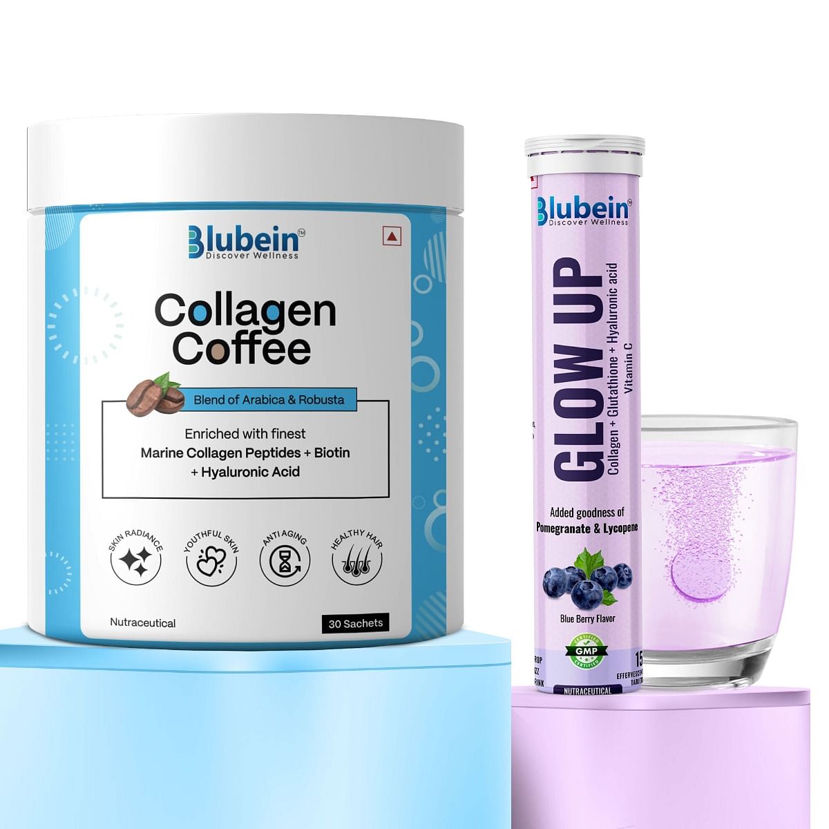 

Blubein Skin Fuels Combo| Marine Collagen with L-Glutathione & Hyaluronic Acid for Radiant,Glowing & Youthful Skin Supplement for Men & Women