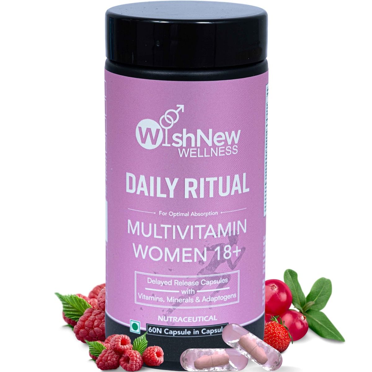 

WishNew Wellness DAILY RITUAL Multivitamin for Women 18+, 60 Delayed Release Capsules, 100% Vegetarian | Comprehensive Nutritional Support for Mode...