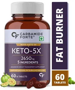 Carbamide Forte Keto Fat Burner & Natural Weight Loss Supplement For Women And Men 2650.05mg with Garcinia Cambogia & 4 more Ingredients - 60 Veg Tablets