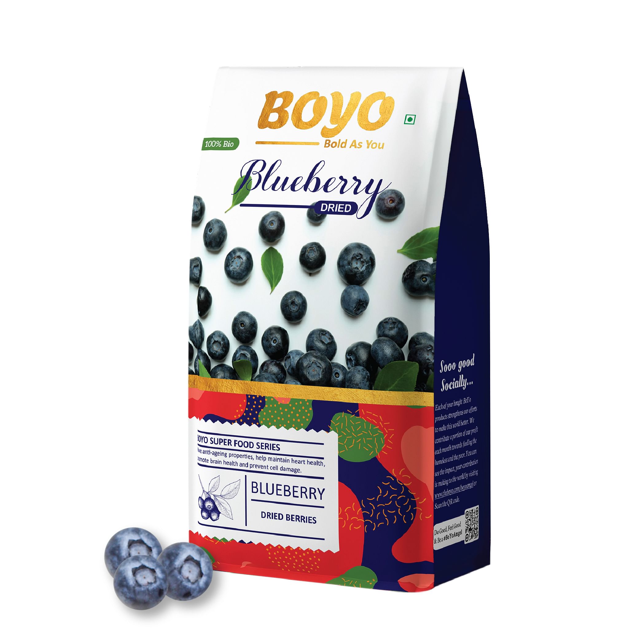 

BOYO Dried Blueberry (Whole & Unsweetened) 150g, 100% Vegan & Gluten Free