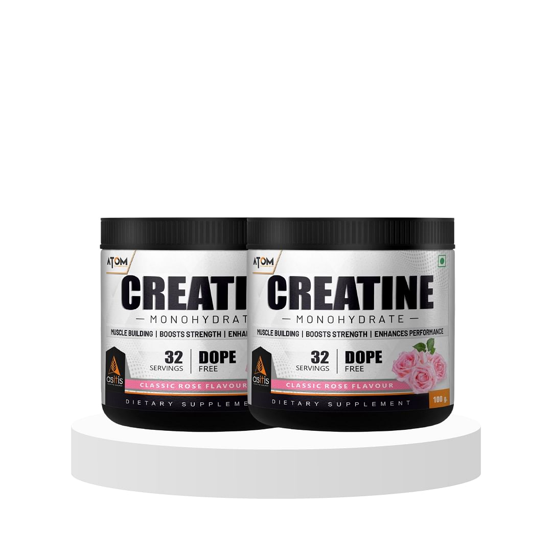 

AS-IT-IS ATOM Creatine Monohydrate - 32 Servings, Dope Free, Enhances Performance, Promotes Muscle Gains - Classic Rose - 100g Pack of 2