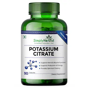 Simply Herbal Potassium Citrate Supplement Tablets- 99 MG - 90 Capsules
