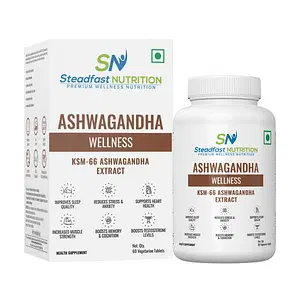 Steadfast Nutrition KSM-66 Ashwagandha Tablets (500mg) for Stress Relief, Energy Balance & Reduced Fatigue | 60 tablets