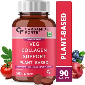 Carbamide Forte 100% Veg Collagen Builder Plant Based | 90 Veg Tablets | Skin | Hair