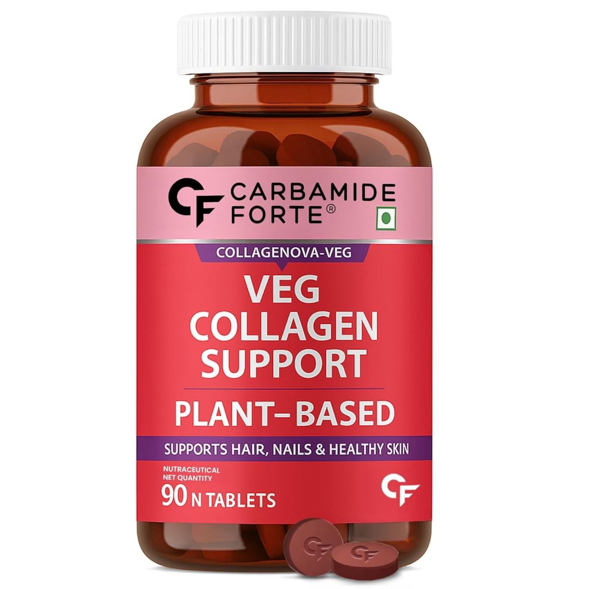 

Carbamide Forte 100% Veg Collagen Builder Plant Based | 90 Veg Tablets | Skin | Hair