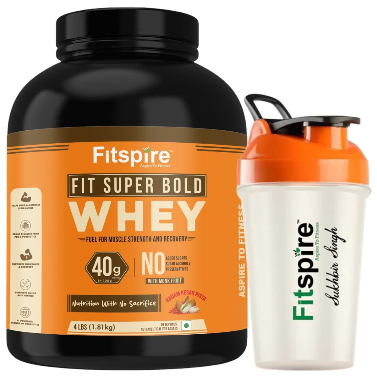 

Fitspire Fit Super Bold Badam Kesar Pista Protein Powder with 400ml Shaker 4 lbs