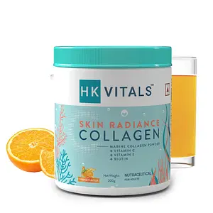 HealthKart HK Vitals Skin Radiance Collagen 200gm| 25 Serving | Orange Flavour | Skin | Hair | Nails | Women & Men