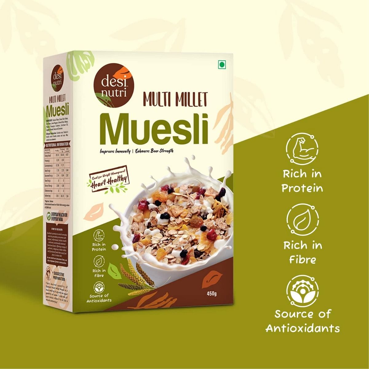 

Desi Nutri Combo Offer Buy Muesli & Get Peanut Bites FREE | Multi Millet Health Muesli | Ready to Eat Health Muesli | Ready to Eat Peanut Bites Jag...