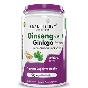 HealthyHey Ginseng + Ginkgo Biloba - 90 Veg Capsules (Pack of 1)